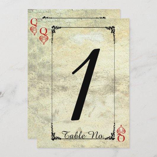 Hartenkoningin Trouwtafel Nummer Kaart (Voorkant / Achterkant)