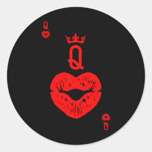 Hartenkoningin Valentijnskaart Lippen. Valentijnsk Ronde Sticker