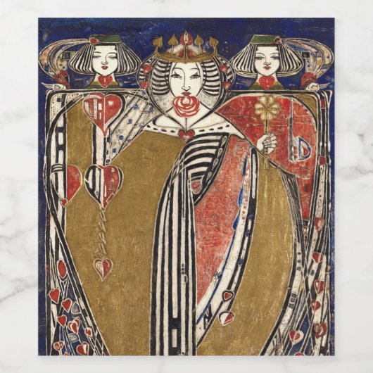 Hartenkoningin van Margaret Macdonald Mackintosh Wijn Etiket (Enkel label)