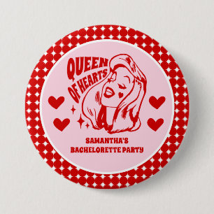 Hartenkoningin vrijgezellenfeest ronde button 7,6 cm