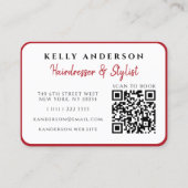Hartenkoningin Vrouwelijke Foto QR Code Kapper Visitekaartje (Achterkant)