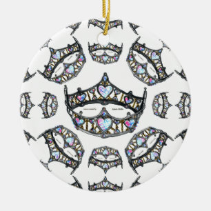 Hartenkoningin, zilveren kroonkanonnen, witte oran keramisch ornament