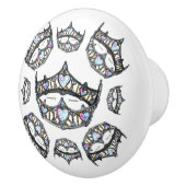 Hartenkoningin Zilveren Kroonkronen Tiaras witte k Keramische Knop (Rechts)
