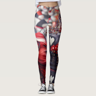Hartenkoningin Zwart en Rood Unieke Mode Leggings