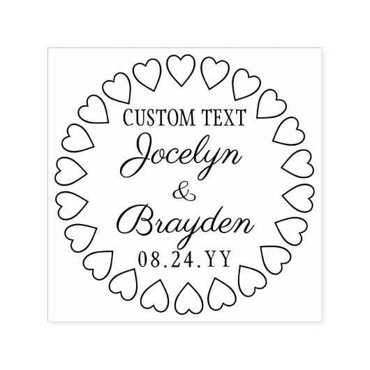 Hartenkrans Huwelijk Bedankt of Save the Date Zelfinktende Stempel (Design)