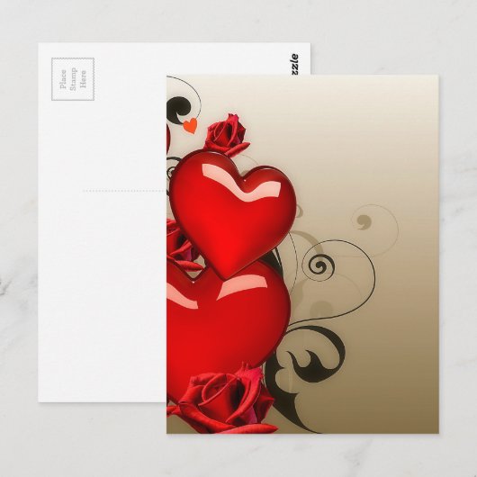 hartenliefde aangepaste persoonlijke Jubilea Briefkaart (Voorkant / Achterkant)