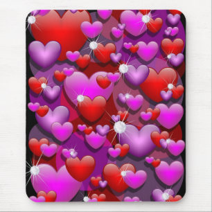 Hartenliefde en diamanten muismat