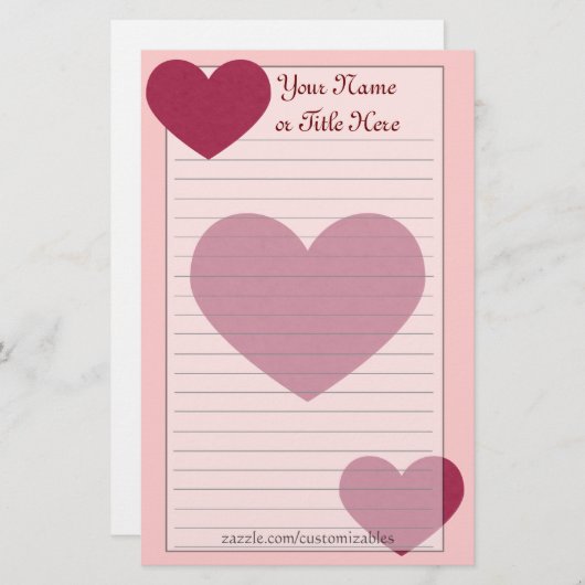 hartenpapier briefpapier (Voorkant / Achterkant)