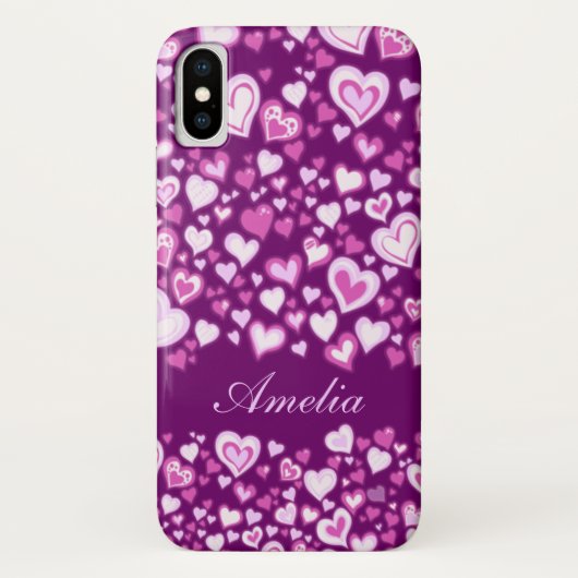 Hartenpatroon roze & paarse genoemd iphone geval Case-Mate iPhone case (Achterkant)