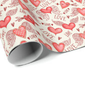 Hartenpatroon voor Valentijnsdag Cadeaupapier (Rol Hoek)