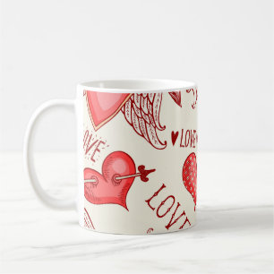 Hartenpatroon voor Valentijnsdag Koffiemok