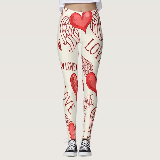 Hartenpatroon voor Valentijnsdag Leggings (Voorkant)