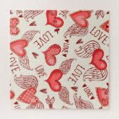 Hartenpatroon voor Valentijnsdag Legpuzzel (Horizontaal)