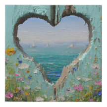 Hartenraam Kust Wilde Bloemen Zeilboot Schilderij