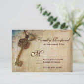hartensleutel Rustic Burlap RSVP-kaarten RSVP Kaartje (Staand voorkant)