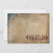  hartensleutel Rustic Burlap Wedding Invitation Kaart (Achterkant)