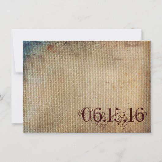  hartensleutel Rustic Burlap Wedding Invitation Kaart (Achterkant)