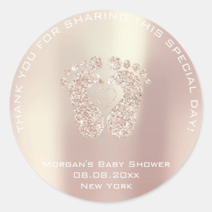 Hartenvoeten Baby shower Favor Gift Hartelijk dank Ronde Sticker