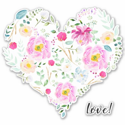 Hartenvolle bloemen sticker (Voorkant)