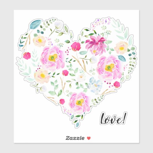Hartenvolle bloemen sticker (Vel)