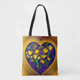 Hartenvolle Canvas tas bloemen