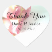 Hartenvormig roos bruiloft bedankt sticker (Voorkant)