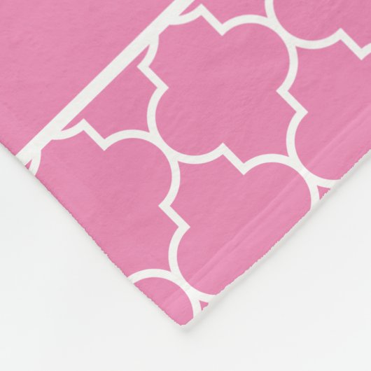 Hartenwit Silhouette roze Quatrefoil met naam Fleece Deken (Hoek)
