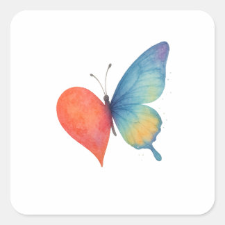 Hartfladderen Vierkante Sticker