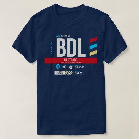 Hartford BDL Airport Code Bagage Label 1 T-shirt (Design voorkant)