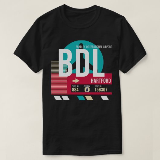 Hartford Connecticut BDL Airport Code Bagage Label T-shirt (Design voorkant)