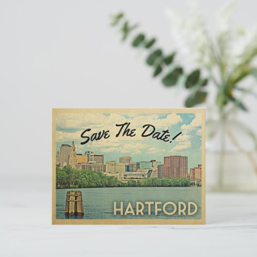 Hartford Connecticut bewaar de datum  Aankondigingskaart (Staand voorkant)
