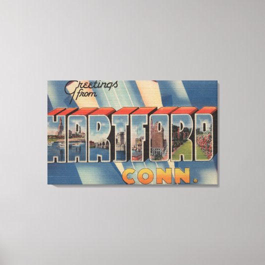 Hartford, Connecticut - grote letterscènes 4 Canvas Afdruk (Voorkant)