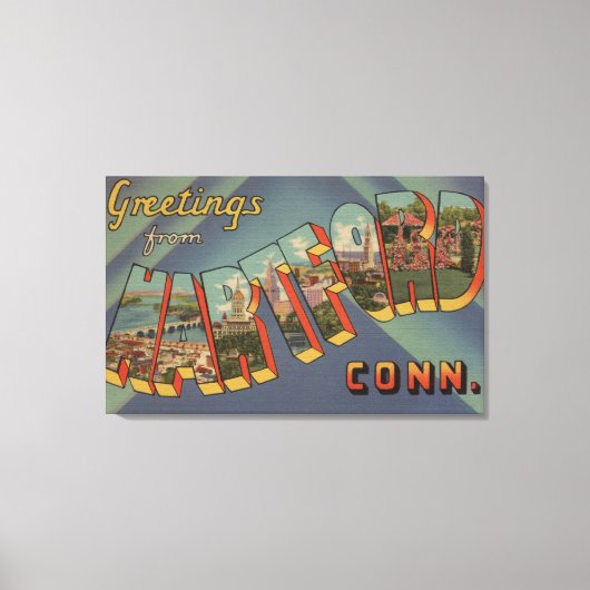 Hartford, Connecticut - grote letterscènes Canvas Afdruk (Voorkant)