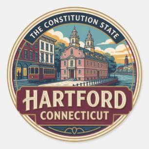 Hartford Connecticut Hoofdstad Historisch Reisgehe Ronde Sticker