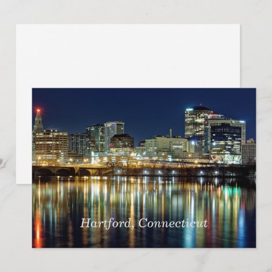 Hartford, Connecticut, met de naam cityscape-foto Feestdagenkaart (Voorkant / Achterkant)