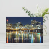 Hartford, Connecticut, met de naam cityscape-foto Feestdagenkaart (Staand voorkant)