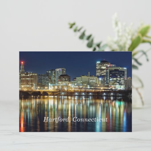 Hartford, Connecticut, met de naam cityscape-foto Feestdagenkaart (Staand voorkant)