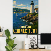 Hartford Connecticut Reis Cadeau Poster (Thuiskantoor)