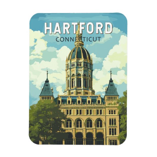 Hartford Connecticut Reizen Kunst Vintage Magneet (Verticaal)