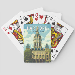 Hartford Connecticut Reizen Kunst Vintage Pokerkaarten