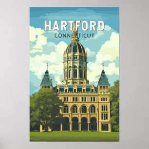 Hartford Connecticut Reizen Kunst Vintage Poster