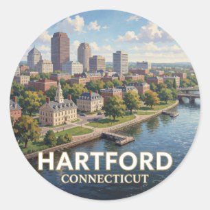 Hartford Connecticut Riverfront Reis Ronde Sticker