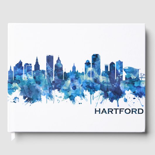 Hartford Connecticut Skyline Blue Gastenboek (Voorkant)