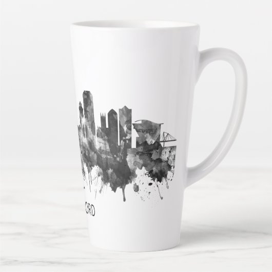 Hartford Connecticut Skyline BW Latte Mok (Rechts)