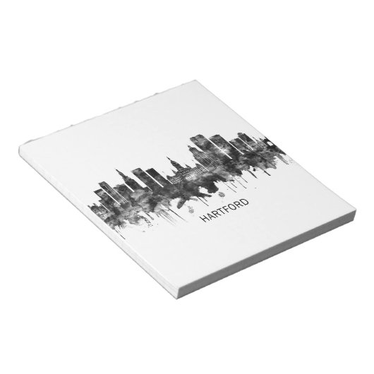 Hartford Connecticut Skyline BW Notitieblok (Schuin)