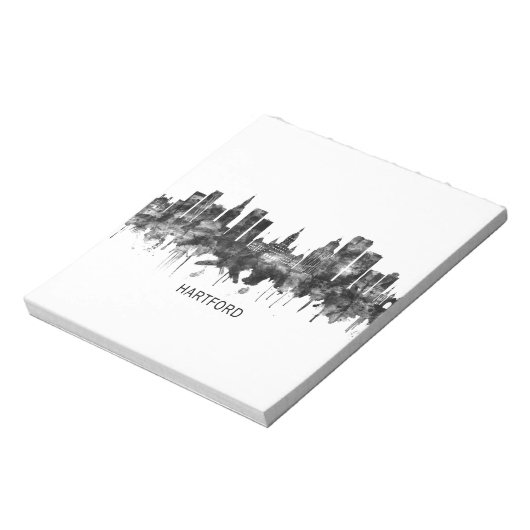 Hartford Connecticut Skyline BW Notitieblok (Linkerzijde)