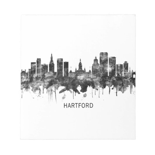 Hartford Connecticut Skyline BW Notitieblok (Voorkant)