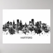 Hartford Connecticut Skyline BW Poster (Voorkant)