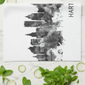 Hartford Connecticut Skyline BW Theedoek (Gevouwen)