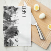 Hartford Connecticut Skyline BW Theedoek (Quarter Fold)